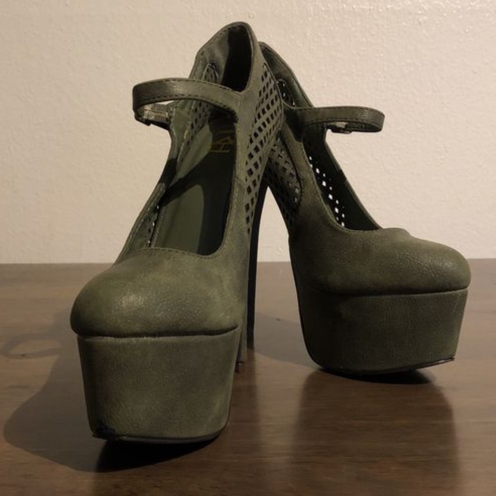 Army green stilettos
